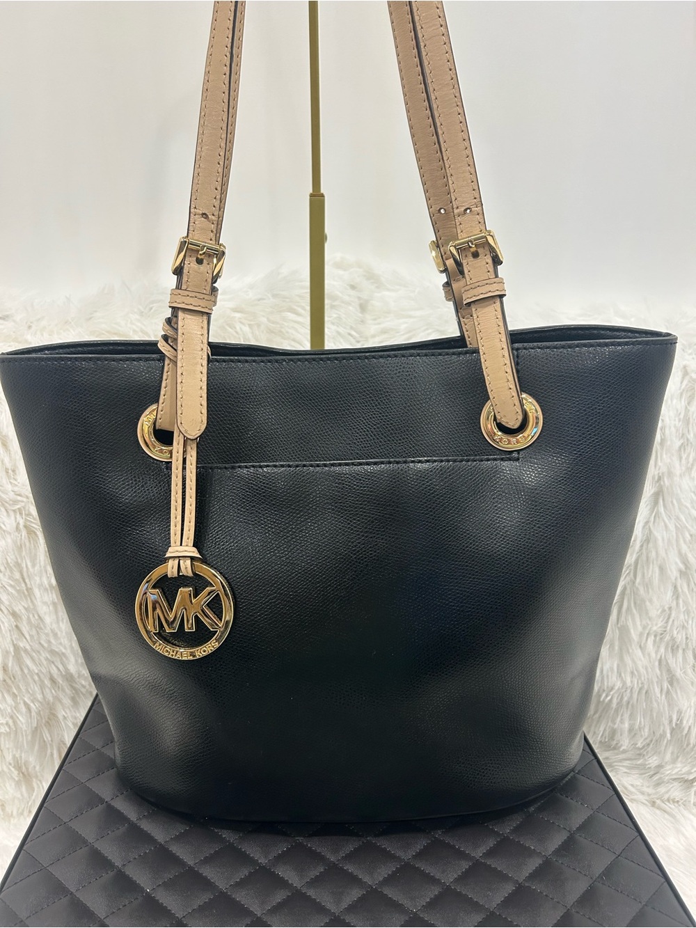 Michael Kors Leather Black Jet Set Tote